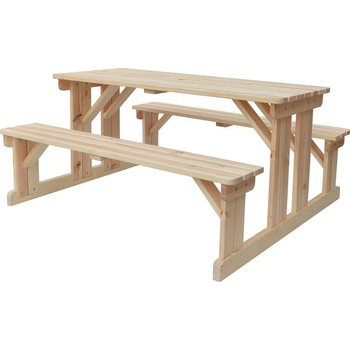 Rojaplast PIKNIK záhradný set drevený so sklopnými lavičkami 180 cm morený