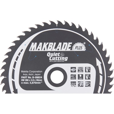 Makita pilový kotouč na dřevo B-09824 MAKBLADE Plus, 260x30mm, 48 zubů