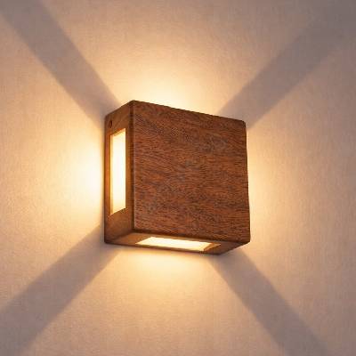 Brilagi - QUADRAY LED външно стенно осветително тяло 6W/230V, дървесен декор, IP54 (BG3828)