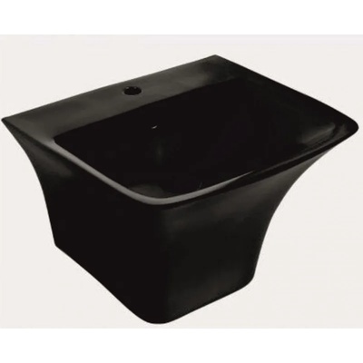 Inter Ceramic Мивка за баня Смарт 53х45 см, с полуконзола за стена, черен мат (5345mb)