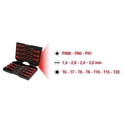 Ks Tools - Súprava skrutkovačov na jemnú mechaniku PH, drážka, Torx, 14ks 500.7170