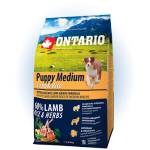 ONTARIO Puppy Medium Lamb & Rice - пълноценна храна за подрастващи кученца от средни породи (1-12 месеца) с агне и ориз 2, 25 кг, Чехия 214-10295