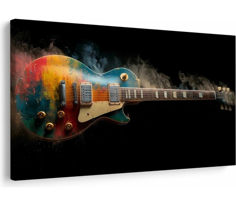 Obraz gitara v farebnom dyme