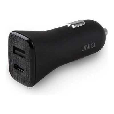 Uniq Зарядно за кола с USB и USB-C изходи и технология за бързо зареждане - Uniq Votra Duo P30 USB & USB-C QC 3.0 Car Charger 30W (черен) (UNIQ-VOTRADUO-BLACK)