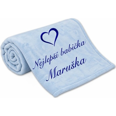 Povlečení Plus Deka Nejlepší babička se srdíčkem a jménem světle modrá 150x200