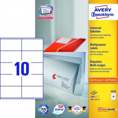 AVERY Zweckform univerzálne etikety, 105 x 57 mm - biele