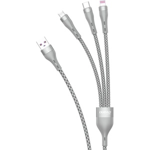 Dudao Кабел Dudao L20X, USB, 3в1, Lightning, microUSB, USB-C, 65W 1, 2m, сив (L20X-Grey)