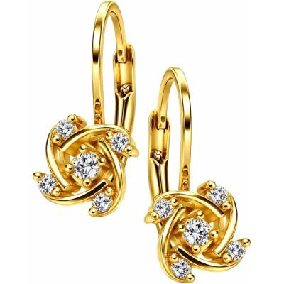 Zlaton Náušnice žluté zlato osazené zirkony visací 1.5cm 2.05g O07052613679