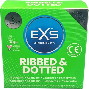 EXS Condoms оребрени, точкови и разширени - точкувани презервативи (3 бр. ) - desirel