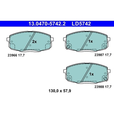 Sada brzdových platničiek, vždy 4 kusy v sade ATE 13.0470-5742.2 (13047057422)