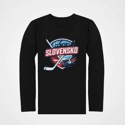 Tričko s dlhým rukávom Slovensko Hokejky čierna