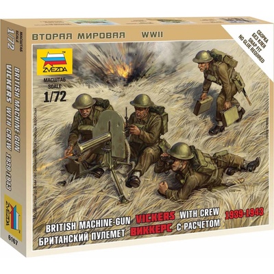 ZVEZDA Wargames WWII figurky 6167 British Machine Gun with crew 1939-42 1:72