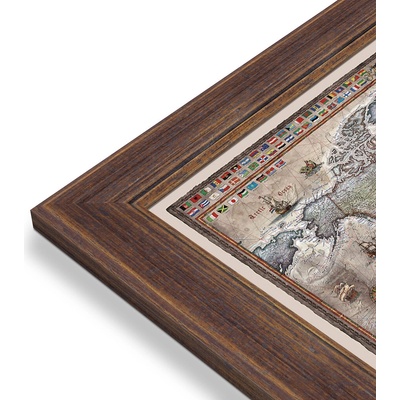 RayWorld Svět - nástěnná mapa Ray World Retro 136 x 92 cm Varianta: mapa v dřevěném rámu, Provedení: Volta ořech