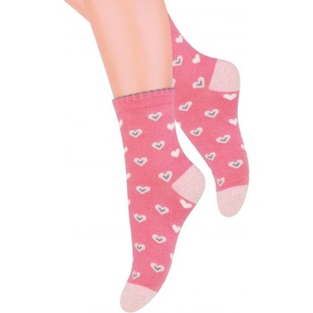 STEVEN Dívčí ponožky se srdíčky - červené