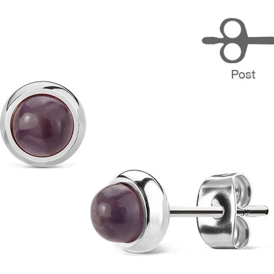 Steel Edge oceľové náušnice pecky 1004 Amethyst