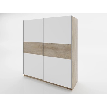 Bogdan Furniture G Гардероб Мебели Богдан модел Clasic lux 931, Бяло гладко с Дъб суров К105, с плъзгащи се врати