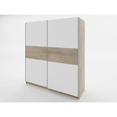 Bogdan Furniture G Гардероб Мебели Богдан модел Clasic lux 931, Бяло гладко с Дъб суров К105, с плъзгащи се врати