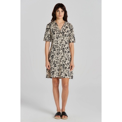 Gant Palm Print Ss Jersey Shirt Dress hnedá
