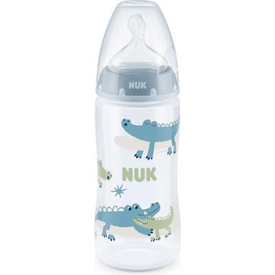 Nuk Бебешко шише Nuk First Choice - Temperature control, 300 ml, синьо, крокодили (10741926)