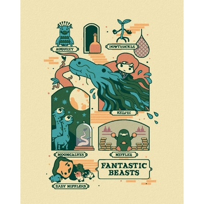 Zuty Plakát kreslený list tvorů fantastická zvířata 40 x 50 cm vypnuté plátno na rám 8596530206811