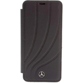 Mercedes-Benz New Organic II Booktype Case - кожен калъф (естествена кожа), тип портфейл за Samsung Galaxy S9 Plus (черен)