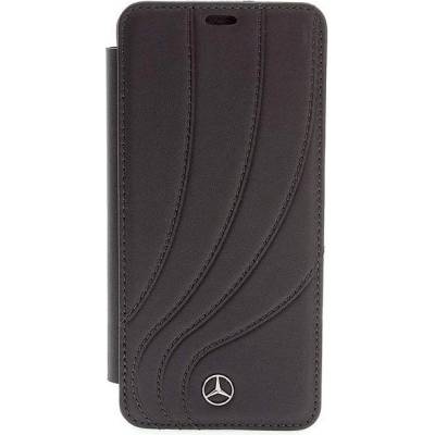Mercedes-Benz New Organic II Booktype Case - кожен калъф (естествена кожа), тип портфейл за Samsung Galaxy S9 Plus (черен)