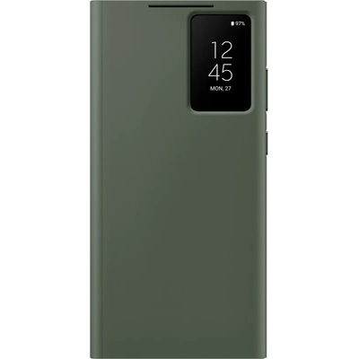 Samsung Galaxy S-View Wallet Cover EF-ZS918CG - оригинален калъф през който виждате информация от дисплея за Samsung Galaxy S23 Ultra (зелен)