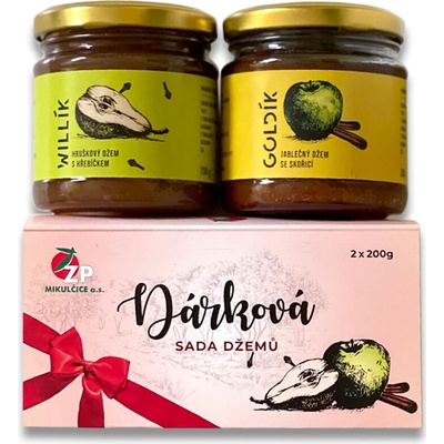 ZP Mikulčice dárková sada džemů Hruškový džem s hřebíčkem 200 g + Jablečný džem se skořicí 200 g