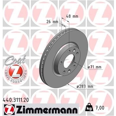 Brzdový kotúč ZIMMERMANN COAT Z 440.3111.20