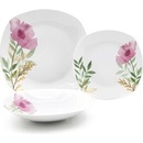 HOME ELEMENTS Porcelánová súprava tanierov Ružový mak 18 ks