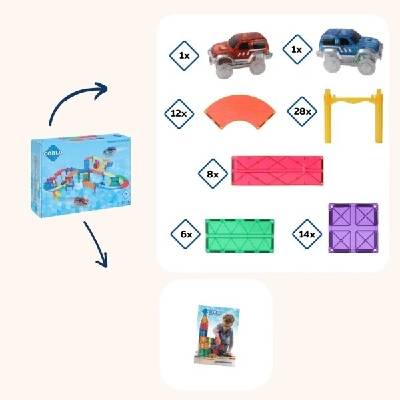 COBLO Magnetické stavebnicové kocky Basic Pretekárska Dráha 70 dielikov + 2 autá