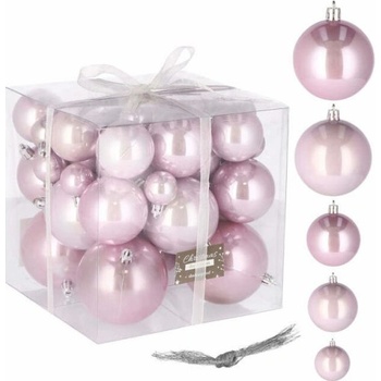 SPRINGOS Vianočné banky ružové 5 veľkostí sada 37ks