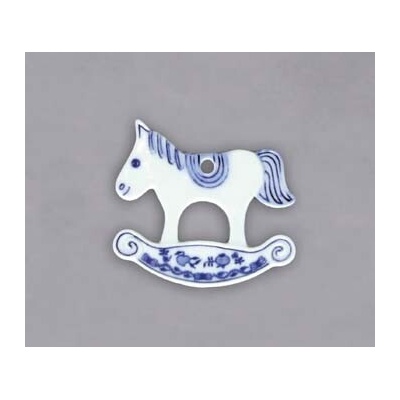 Cibulak Vianočná ozdoba hojdací koník 8,0 x 8,9 cm 30g Originálny Český Porcelán Dubí
