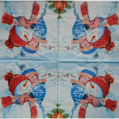 Ambiente obrúsky Kluk a sněhulák 33x33cm