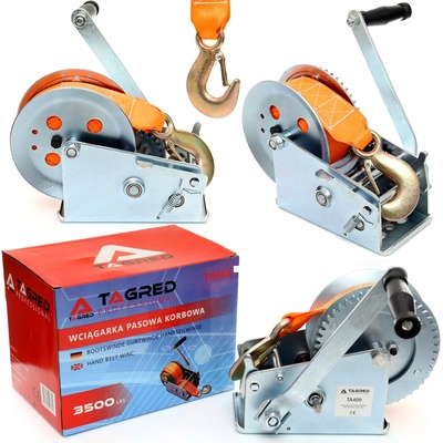 Tagred Лебедка с манивела, двустепенен ремък 1588 кг 3500 lbs ta409 (ta409)
