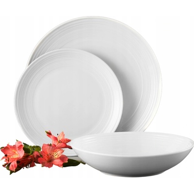 AMBITION LINEA OBEDOVÝ SERVIS PRE 6 OSÔB BIELY PORCELÁN 18 ks