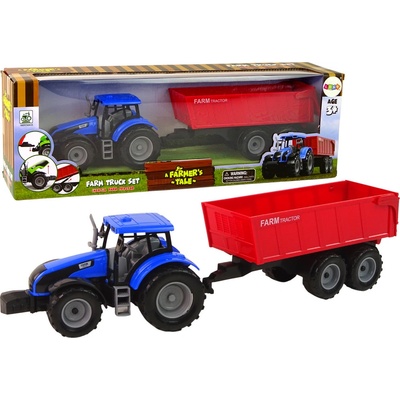 mamido Zemědělský traktor s přívěsem modrý
