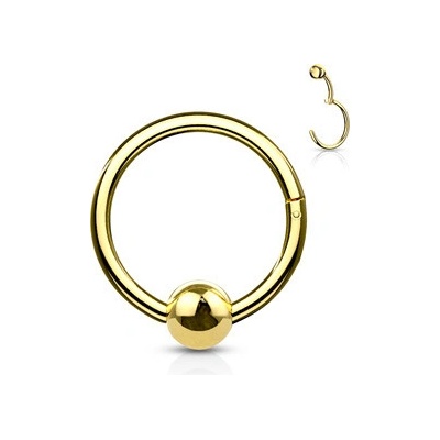 Šperky4U zlacený piercing segment kruh s kuličkou K1040GD-1208