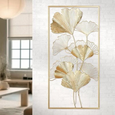 Gilde Nástěnný reliéf Golden Ginkgo, 60 cm