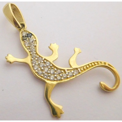 Klenoty Budín Zlatý přívěsek posetý zirkony a safíry ještěrka HK3024