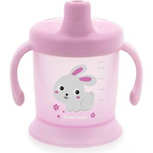 Canpol babies Неразливаща се чаша с твърд накрайник и капаче Canpol - Bunny and Company, 200 ml, Розова (31/300_pin)