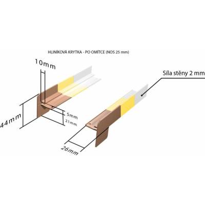 DEOKORK Hliníkové krytky po omítce pro obě strany NOS 25 x 195 mm - Bronz ELOX C33
