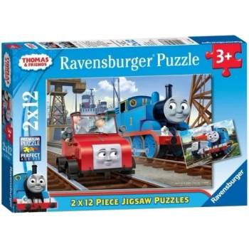 Ravensburger ПЪЗЕЛ влакчето ТОМАС 2х12ч. от Ravensburger, Thomas & Friends (2x12) Shaped puzzle, 75683