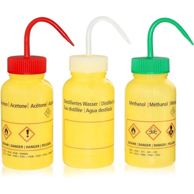 Tryska s potlačí Ethanol, 250 ml, žlutá, široké hrdlo GL40 – PE-LD, ADR