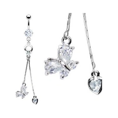 Šperky4U piercing do pupíku motýlek WP01071