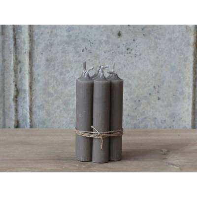 Šedá lněná úzká krátká svíčka Short dinner linen - Ø 2 *11cm / 4.5h - Chic Antique