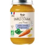 Simple Comme Био зеленчуково пюре Simple Comme Лека нощ - С макарони, морков и спанак, 8 м+, 200 g (3288131900674) - ozone