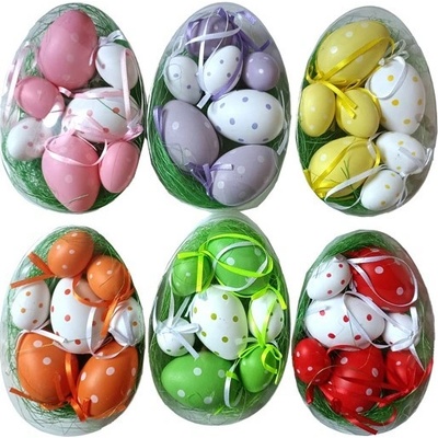 Kraslice plast 7ks set 60/40mm puntík, mix barev – Zboží Dáma
