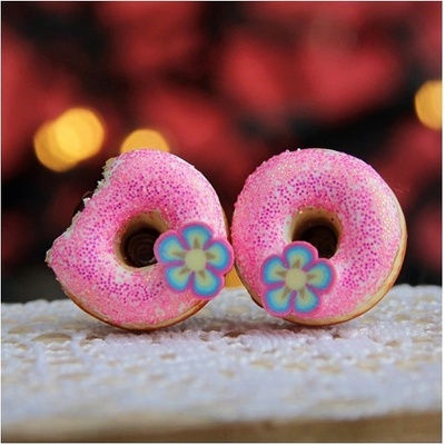 CircusMind sladké náušnice pecky Fimo donuty růžové S4169