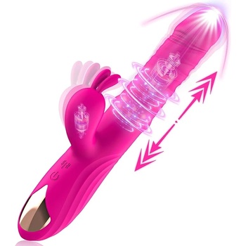 Image 1 of Paloqueth Triple Stimulation Beaded Thrusting G-Spot Rabbit Vibrator Pink